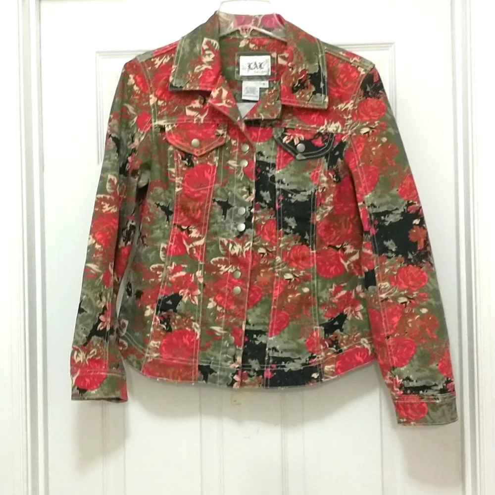 Live a Little Floral Denim Jacket Size S